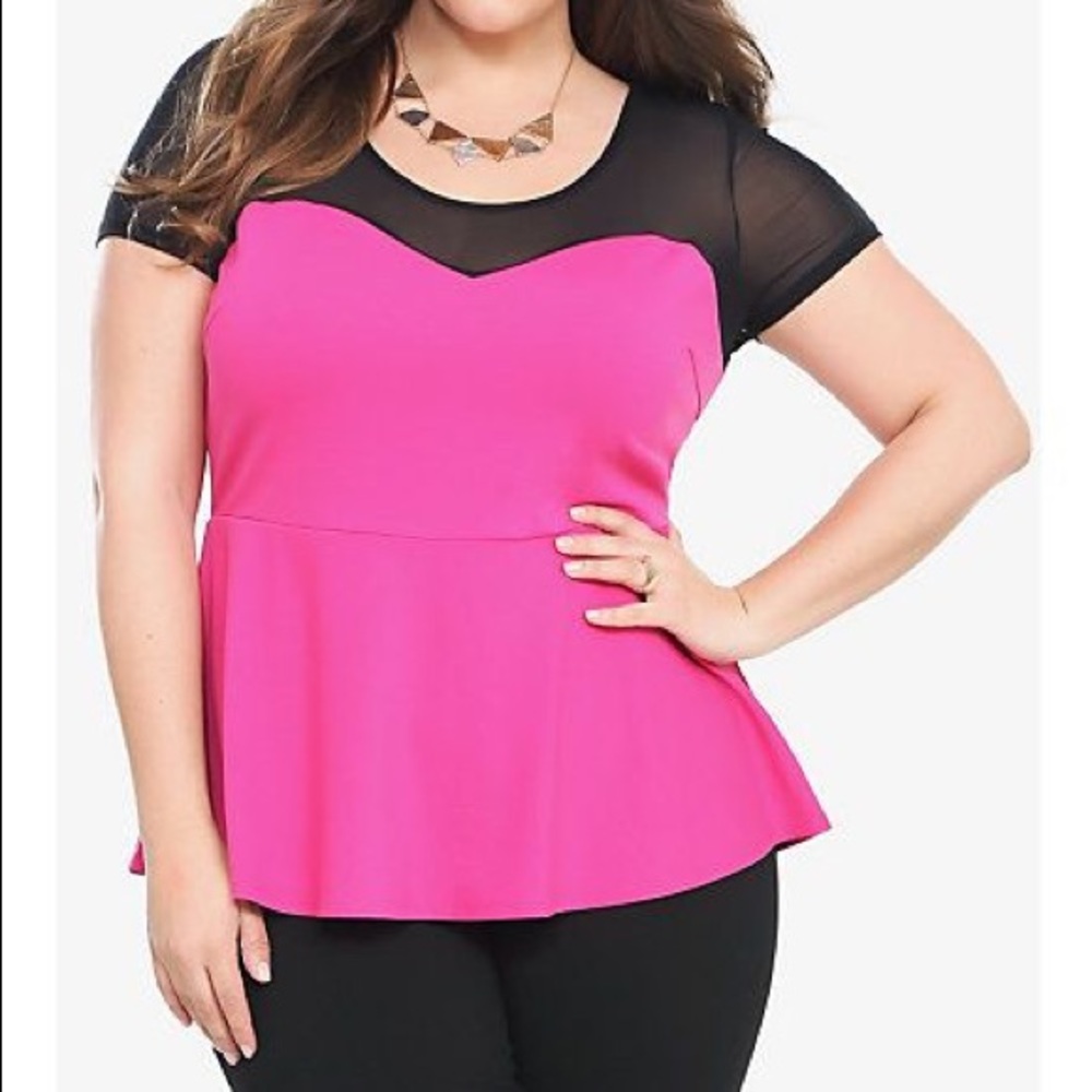 Mesh Peplum Top